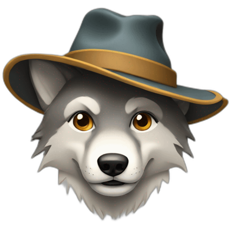 Loup avec chapeau emoji