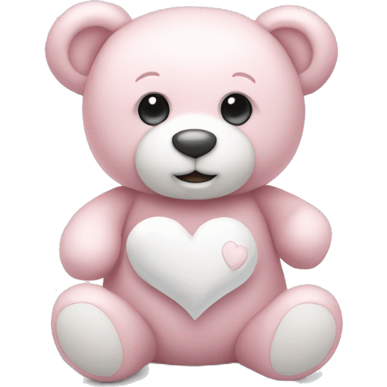 Light pink teddy bear with white heart emoji