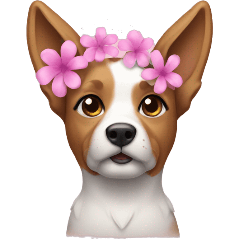 dog with pink flower ears emoji