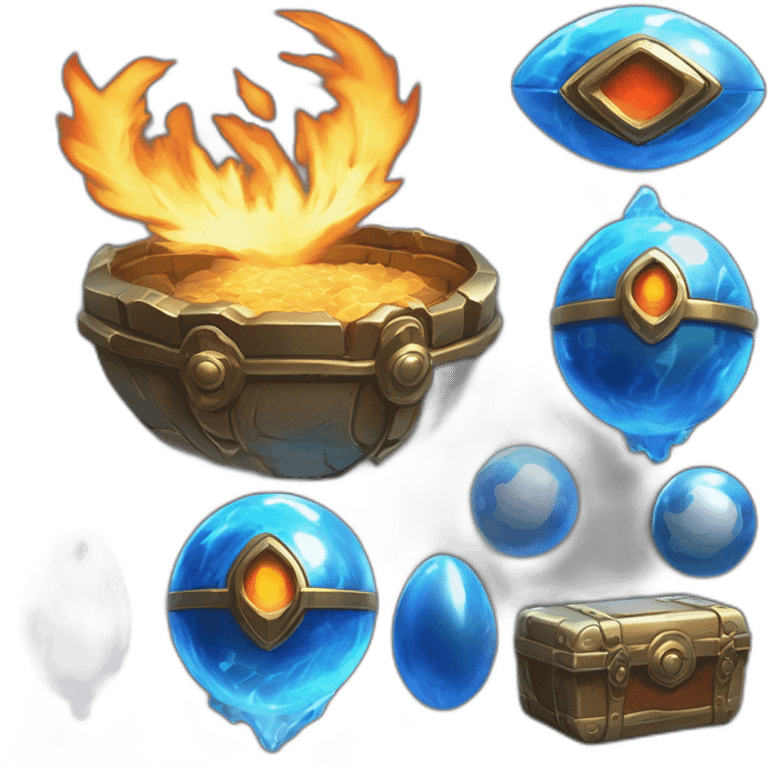 Pokemon Game LootCase Color Blue Fire Flame Rich Treasure Legendary Epic Pokeballs and Pokemons Inside this have Shiny Glow emoji