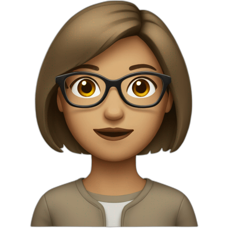 young girl with beige skin with a brown bob hairstyle wearing glasses emoji