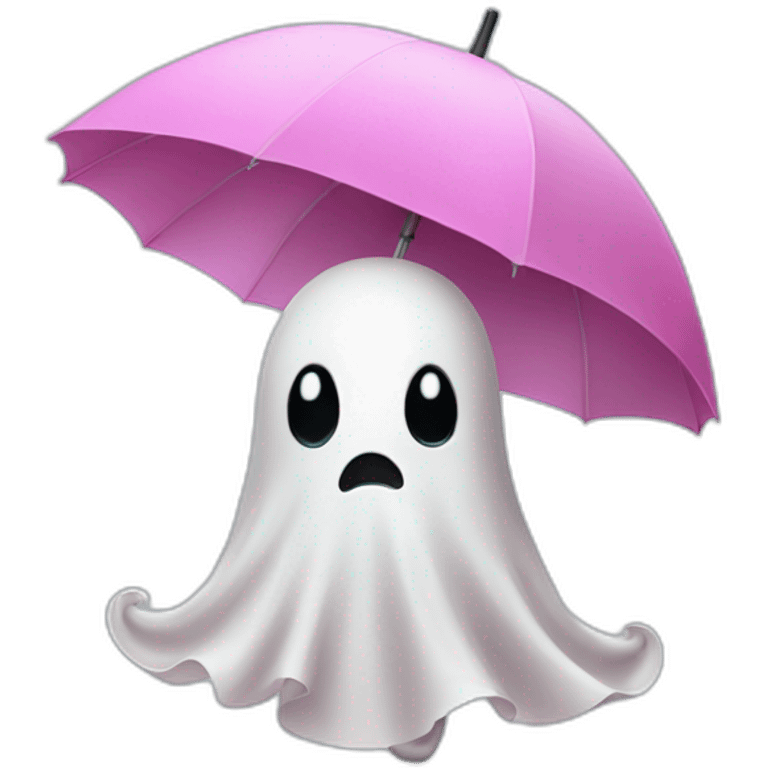 sad halloween ghost with a pink umbrella emoji