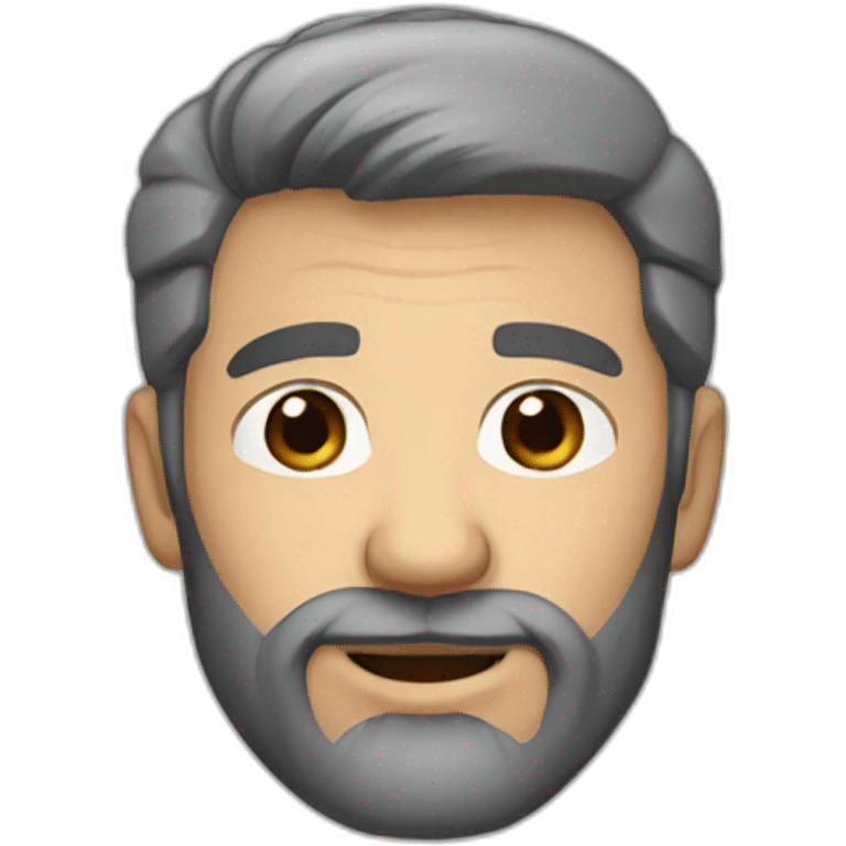 Man with dark gray hair, short beard, brown eyes emoji