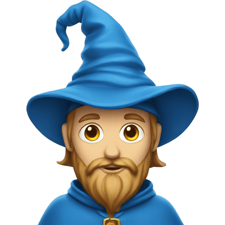 A wizard in a blue raincoat and a blue pointed hat emoji