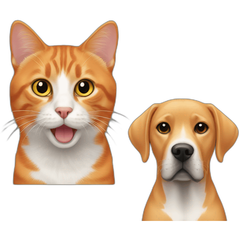 orange cat and black labrador dog emoji