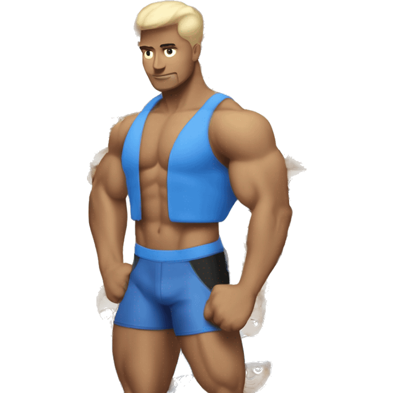 White man with lean body builder muscles andblue eyes emoji