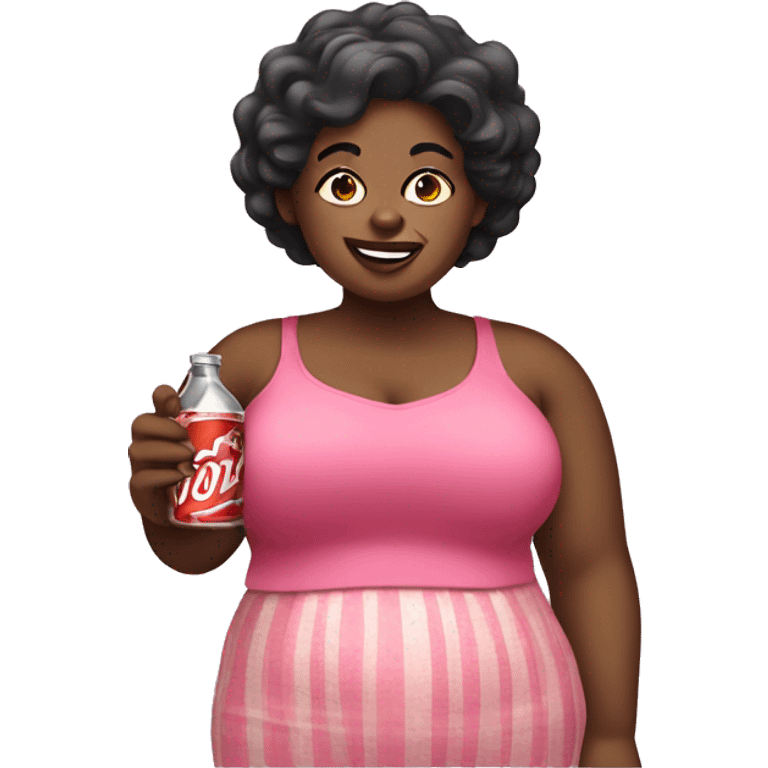 fat black lady with soda emoji