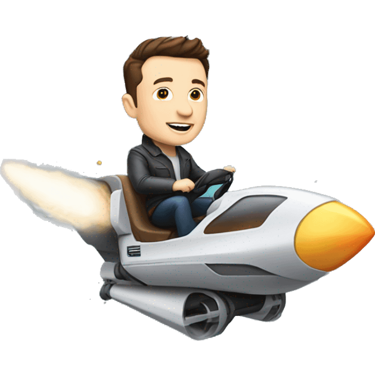 elon musk riding in top of a spaceship  emoji