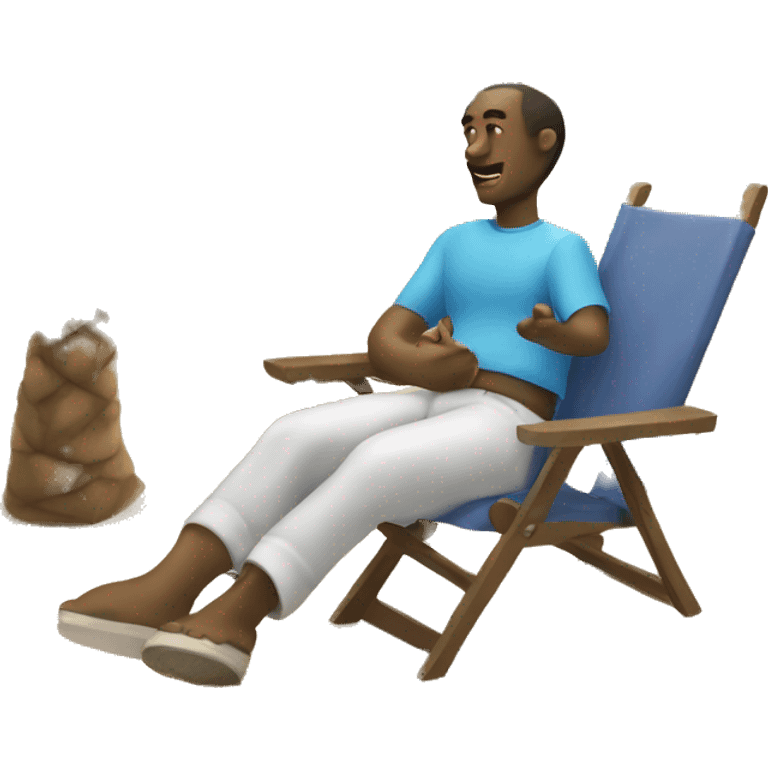 Guy chilling near beach, chair emoji