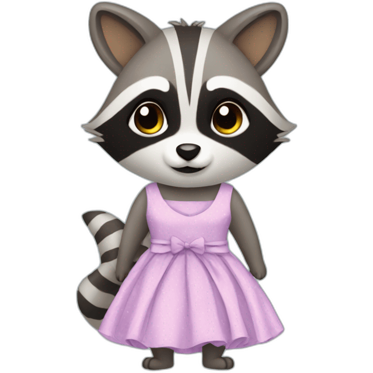 raccoon wearing a cute dress emoji