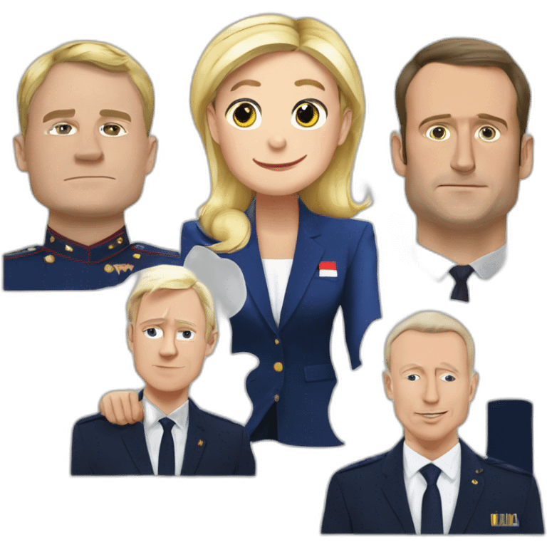 Marine le Pen Macron et Eric zemoure emoji