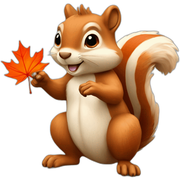 squirrel with a maple leaf in its paws emoji