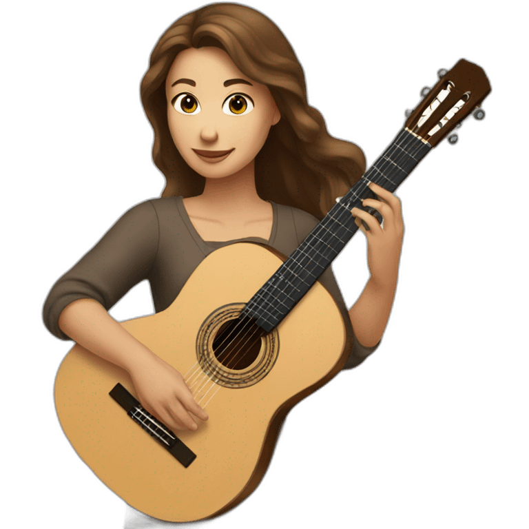 woman brown hair playing classical guitar emoji