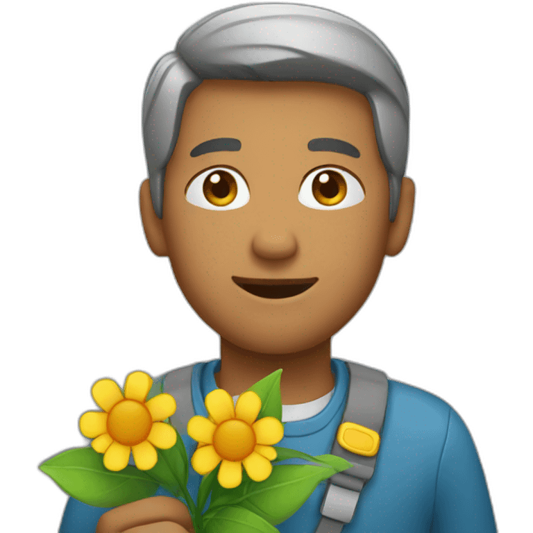 man holding flower emoji