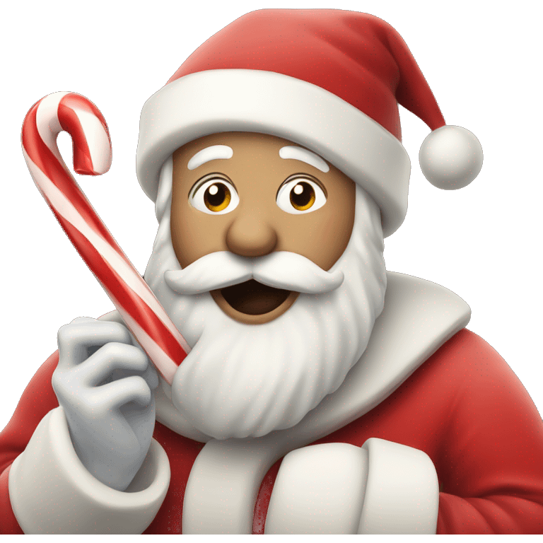 Santa eating a candy cane emoji