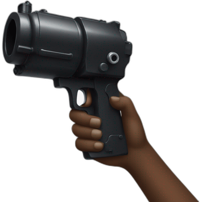 hand holding large scary black water gun emoji