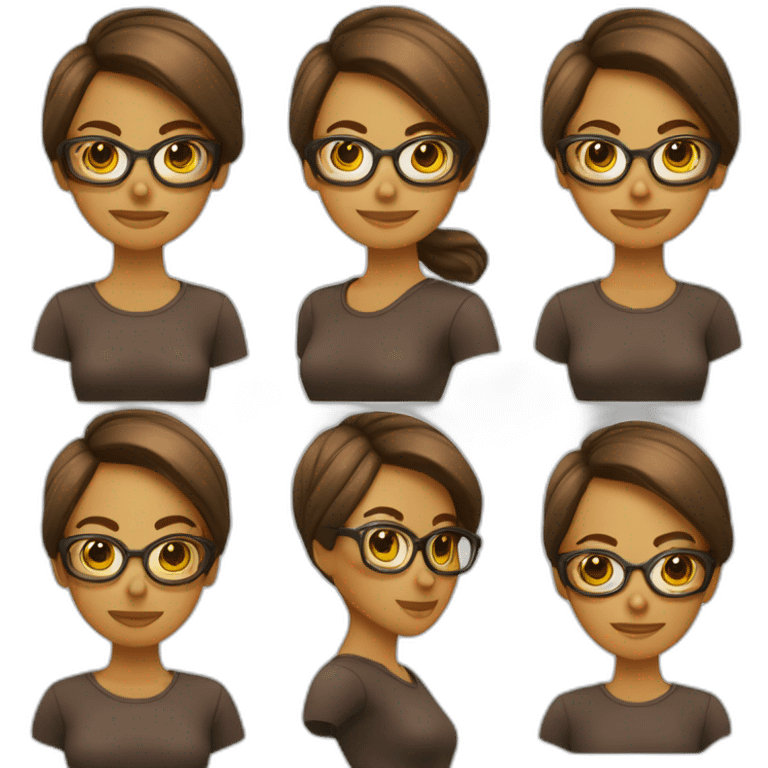 Chica pelo corto liso y marrón con gafas emoji