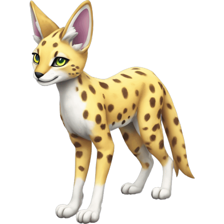 Cute Kawaii Epic Colorful Sergal-Serval-Vernid full body emoji