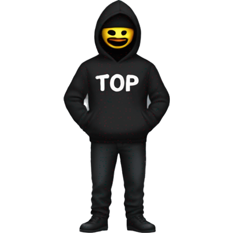 Thief wearing all black clothes stealing a money bag with the words Top Tier embroidered on it emoji