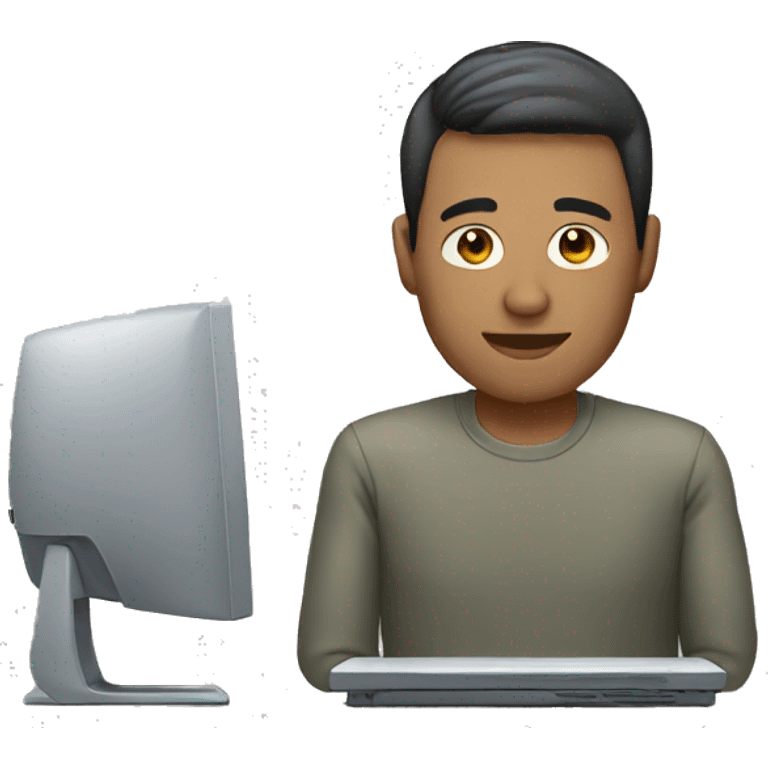 create a man with short hair, with computer. emoji