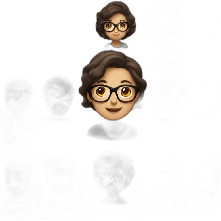 a girl with glasses and dark brown hair with a bunch of bearded guys emoji