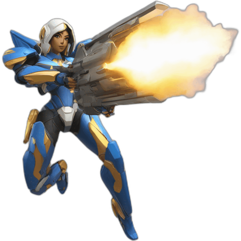 pharah from overwatch, firing all her missiles from her ultimate move emoji