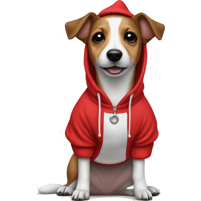 Jack Russel terrier wearing santa hoodie emoji