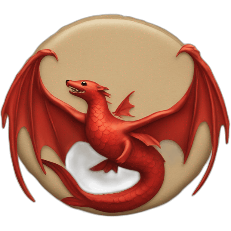 seal stamp with a red dragon with outstretched wings in the center emoji