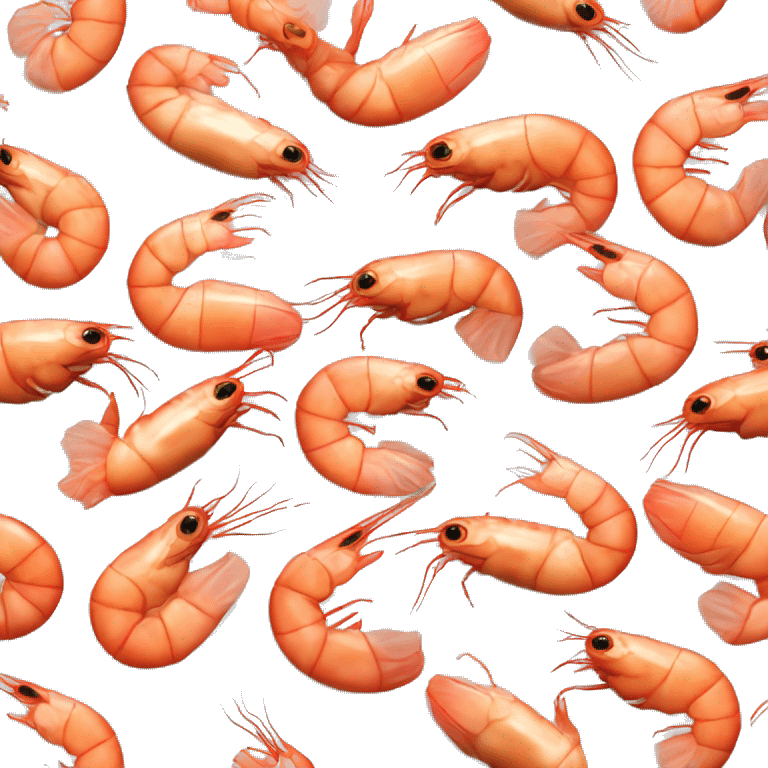 Realistic several boiled shrimp laying flat emoji