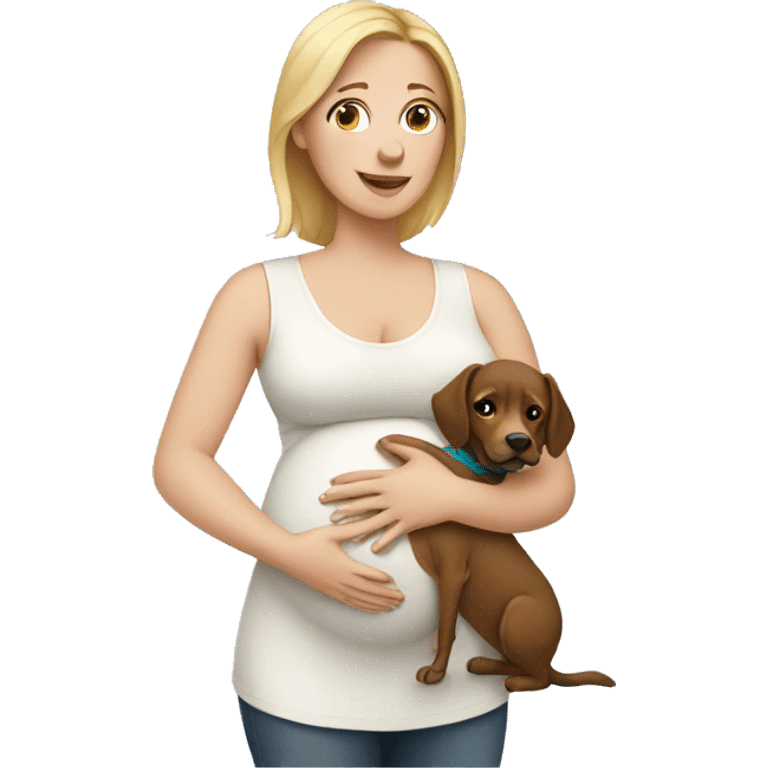 Pregnant white woman with dog emoji