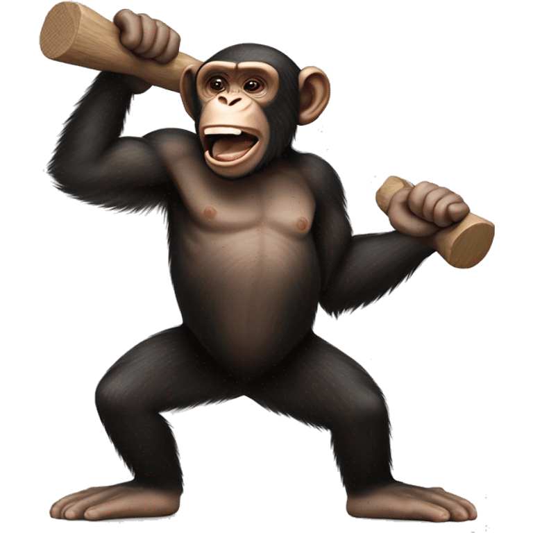 Chimpanzee performing a double-handed hammering motion emoji