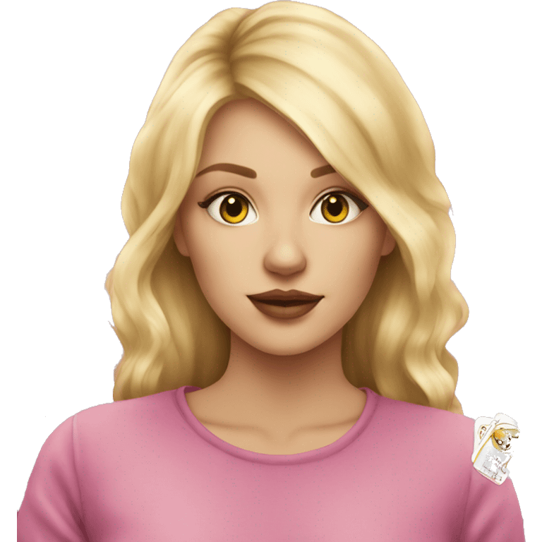 Blonde girl, pink tarot cards emoji