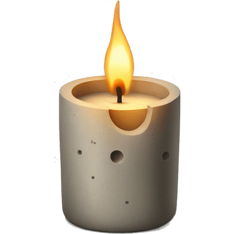 Candle with wooden wick and in concrete vessel  emoji