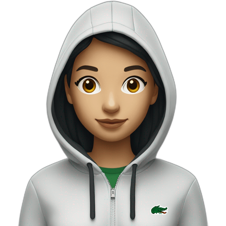 Lacoste bag girl with black lacoste hoodie emoji