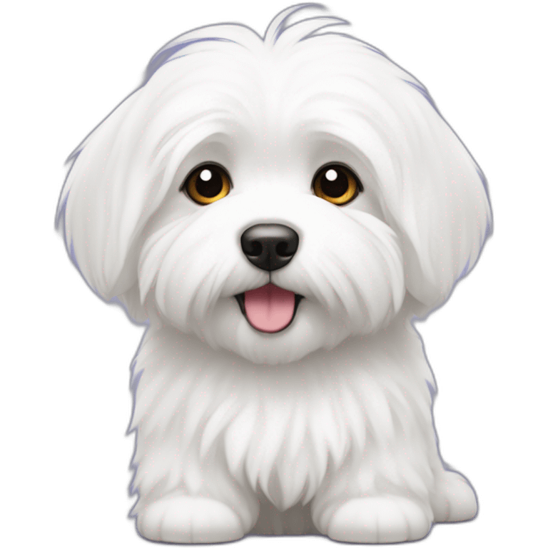 cute coton de tulear with short hair emoji