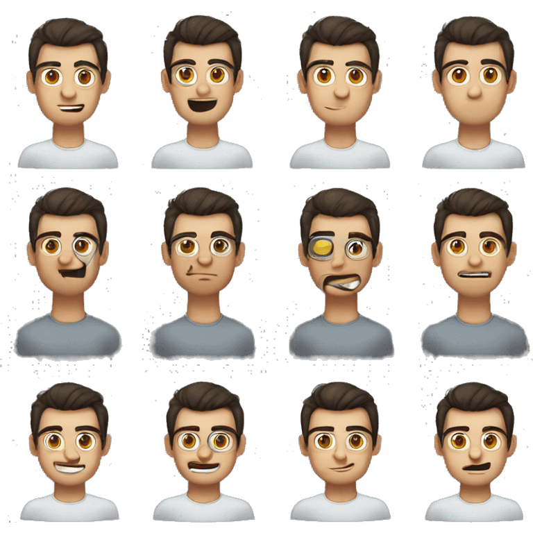 face 25~27 years old programmer man with glass and dark heair happy face emoji