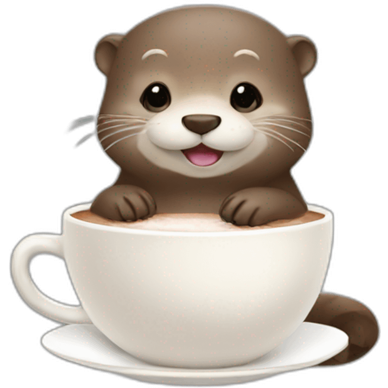 cute otter take a hot chocolate emoji