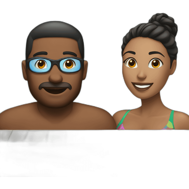 man and beautiful woman in swimming pool emoji