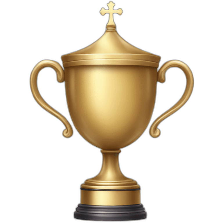 royal empty Christian trophy for the winner with a cross on royal background emoji