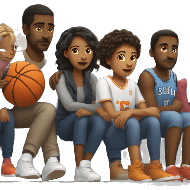 Family at basketball game emoji