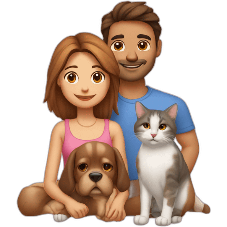 Amoureux avec un chien et un chat  emoji