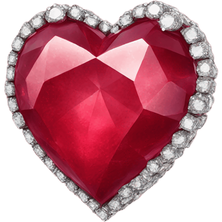 Heart made out of a ruby with a diamond texture  emoji