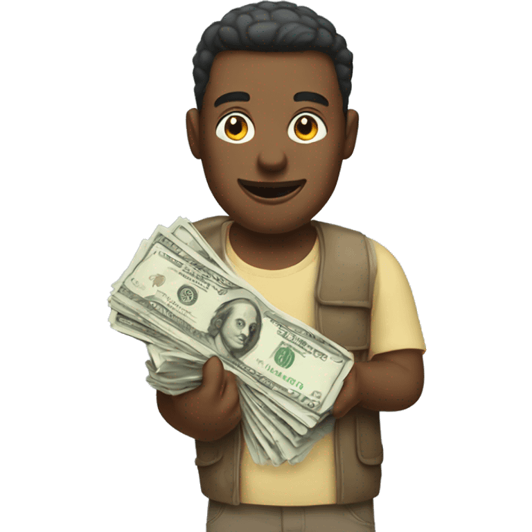 Guy holding dollar bills emoji