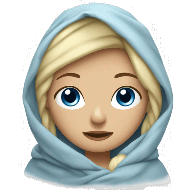 Blonde girl blue eyes wrapped in blanket  emoji