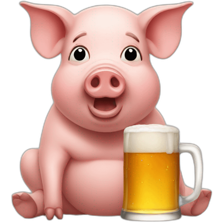 Pig drinking beer emoji