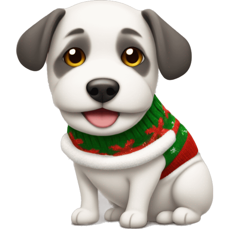 Dog ￼wearing a cozy Christmas’s sweater  emoji