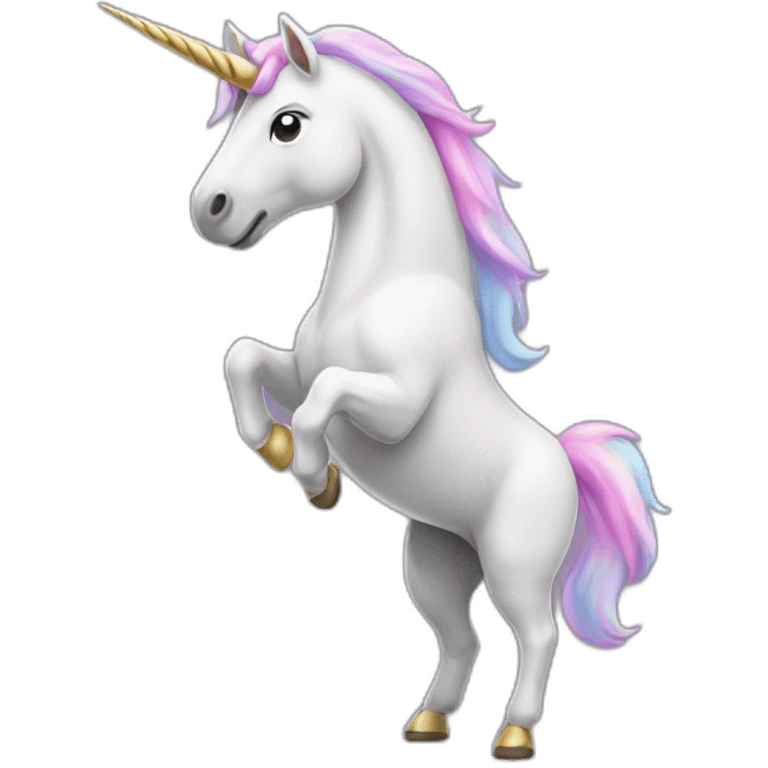 A unicorn standing on its two hind legs emoji