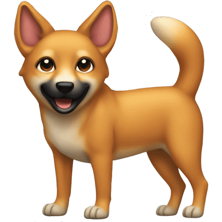 dingo-like dog, orange color, dark muzzle, thick body, small head emoji