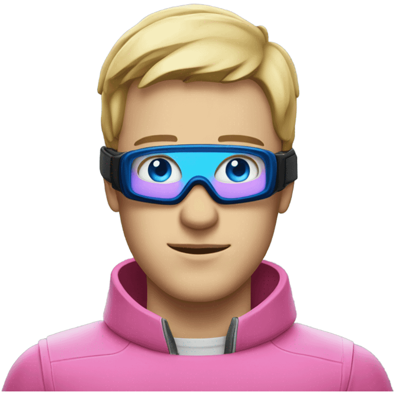 Guy with blue eyes and pink scuba mask emoji