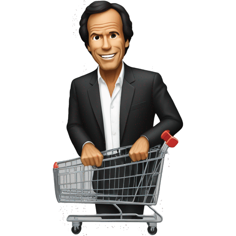 Julio Iglesias using supermarket cart emoji